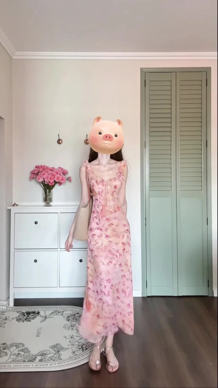 فساتين نسائية بدون أكمام من الحرير الربيعي الأزرق ومنظور شفاف من Ditsy بطبقات للنزهة والطبيعة الرعوية اللطيفة Y2K #6