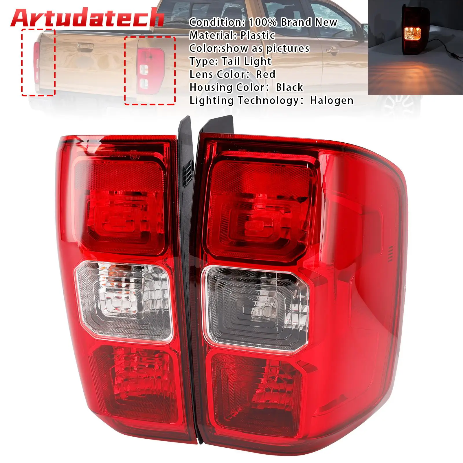 

Artudatech Left+Right Rear Tail Light Assembly For Ford Ranger XL 2019 2020 2021 2022 Car Accessories