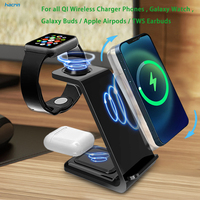 3 in 1 Fast Wireless Charger For iPhone Series Samsung Galaxy S24 S23 S22 Galaxy Watch Galaxy Buds Wireless Charging Stand