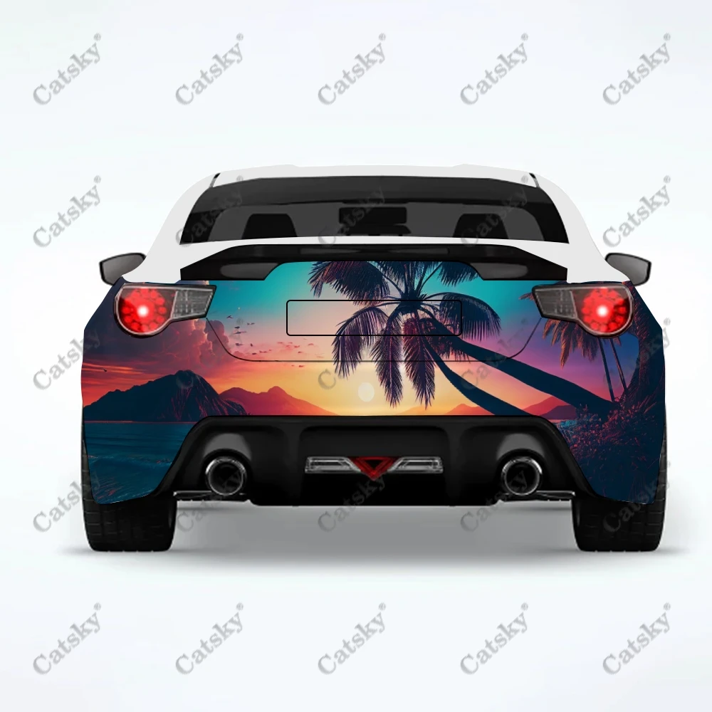 beach palm trees Car rear tail stickers stickers car decal creative stickers auto body exterior truck decoration sticker vinyl