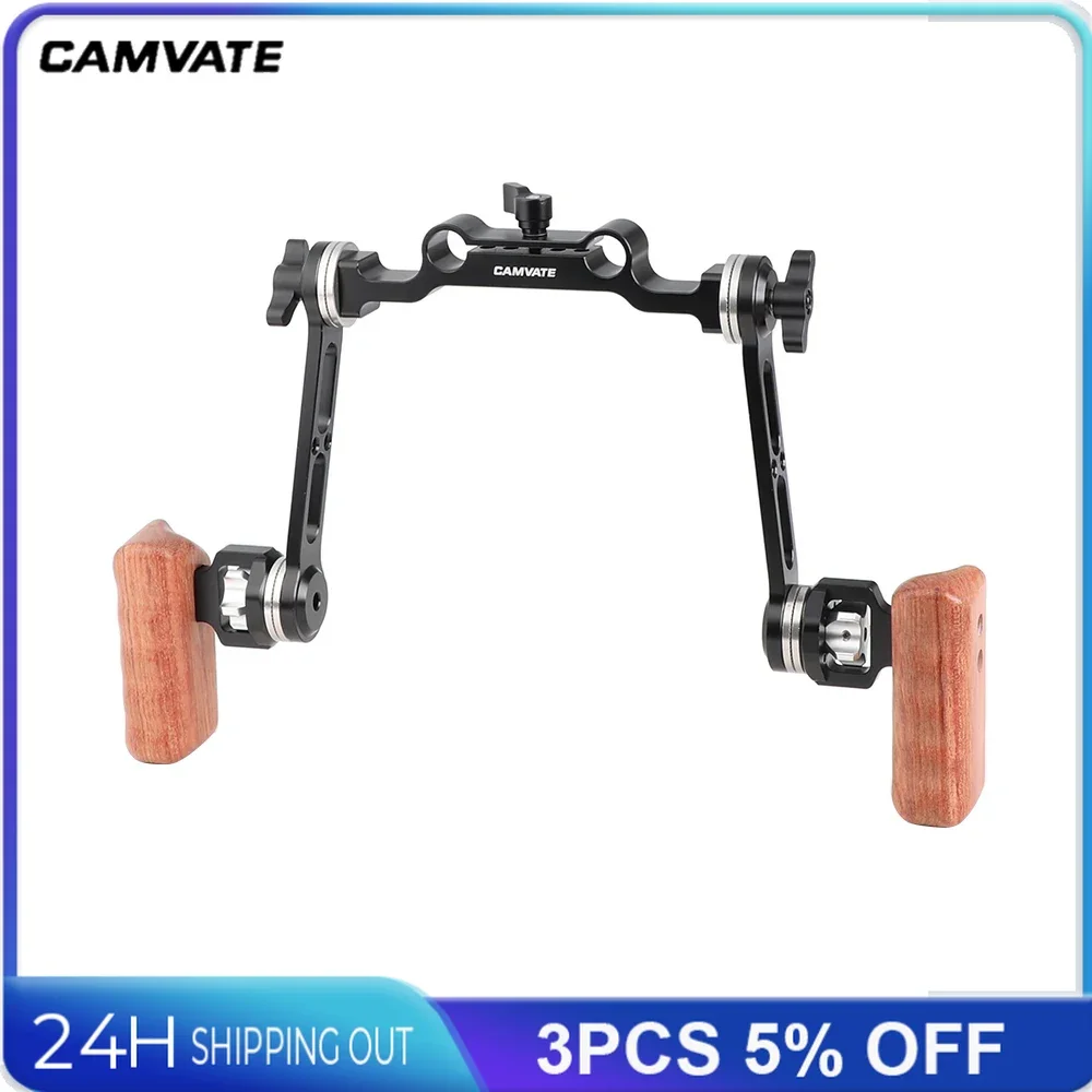 CAMVATE ARRI Camera Wooden Handgrip Kit With 15mm Railblock  Rosette Mount For DLSR Camera Shoulder 15mm LWS Support Video Rig