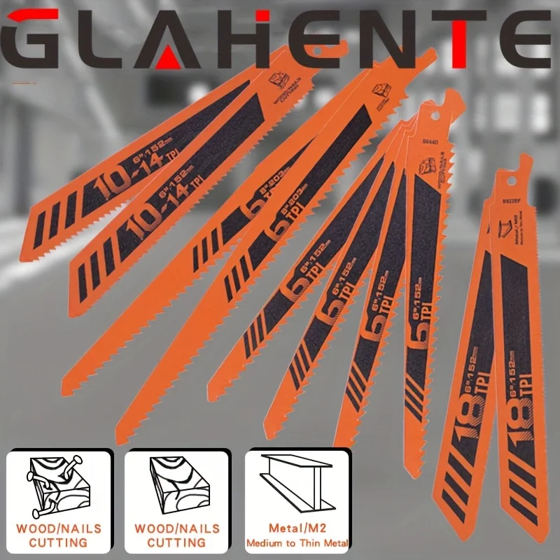 ‌10-Pc Sabre Saw Blade Set - High Efficiency Cutting for Wood, Plastic, Aluminum & Thin Metal‌