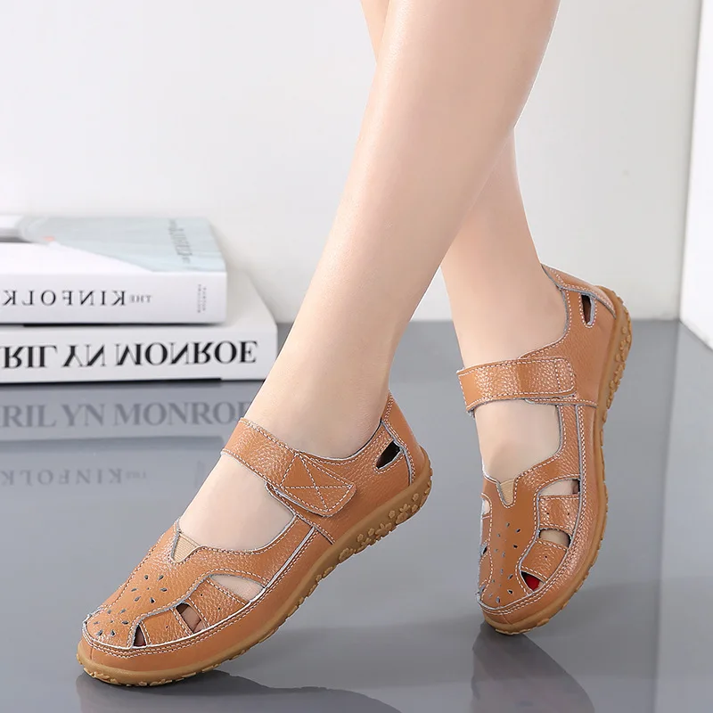 Plus Size Women's Sandals 2023 New Ladies Comfortable Closed Toe Sandals Women Hollow Flat Shoes Summer Outdoor Walking Sneakers