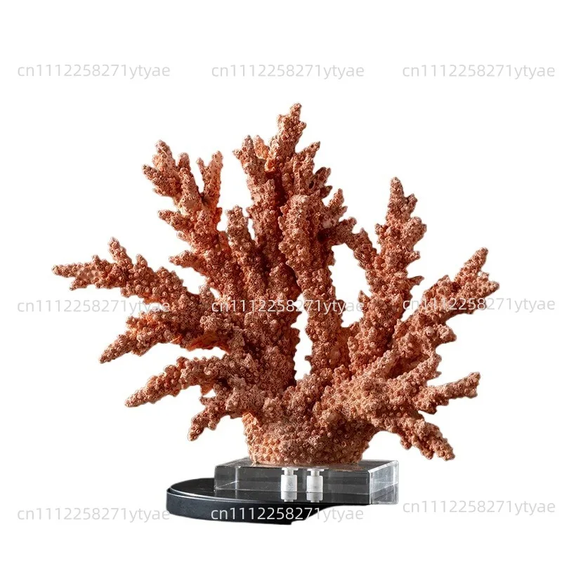 Colorful Resin Coral Sculpture - Hollow Imitation Coral Decor With Crystal Accents