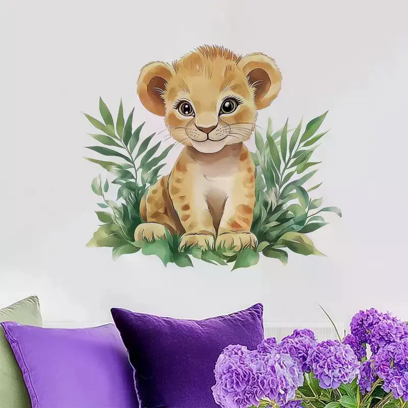 1PC Cartoon Painted Tiger Children's Bedroom PVC Living Room Home Decoration Wall Stickers Self-adhesive PVC
