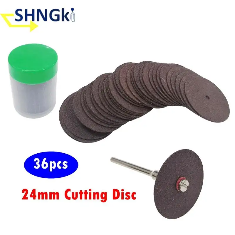 36pcs 24mm Fiberglass Reinforced Mini Drill Metal Cutting Disc Cut Off Wheel Abrasive Tools Dremel Grinder Rotary Tool