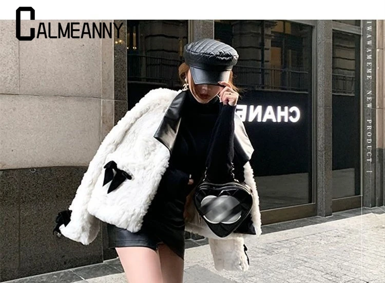 2023 New Fashion Girls Jacket Imitation Rabbit Fur Coat Women Winter Spring Short Lamb Fur Casual Short Soft Plush Furry Kawaii