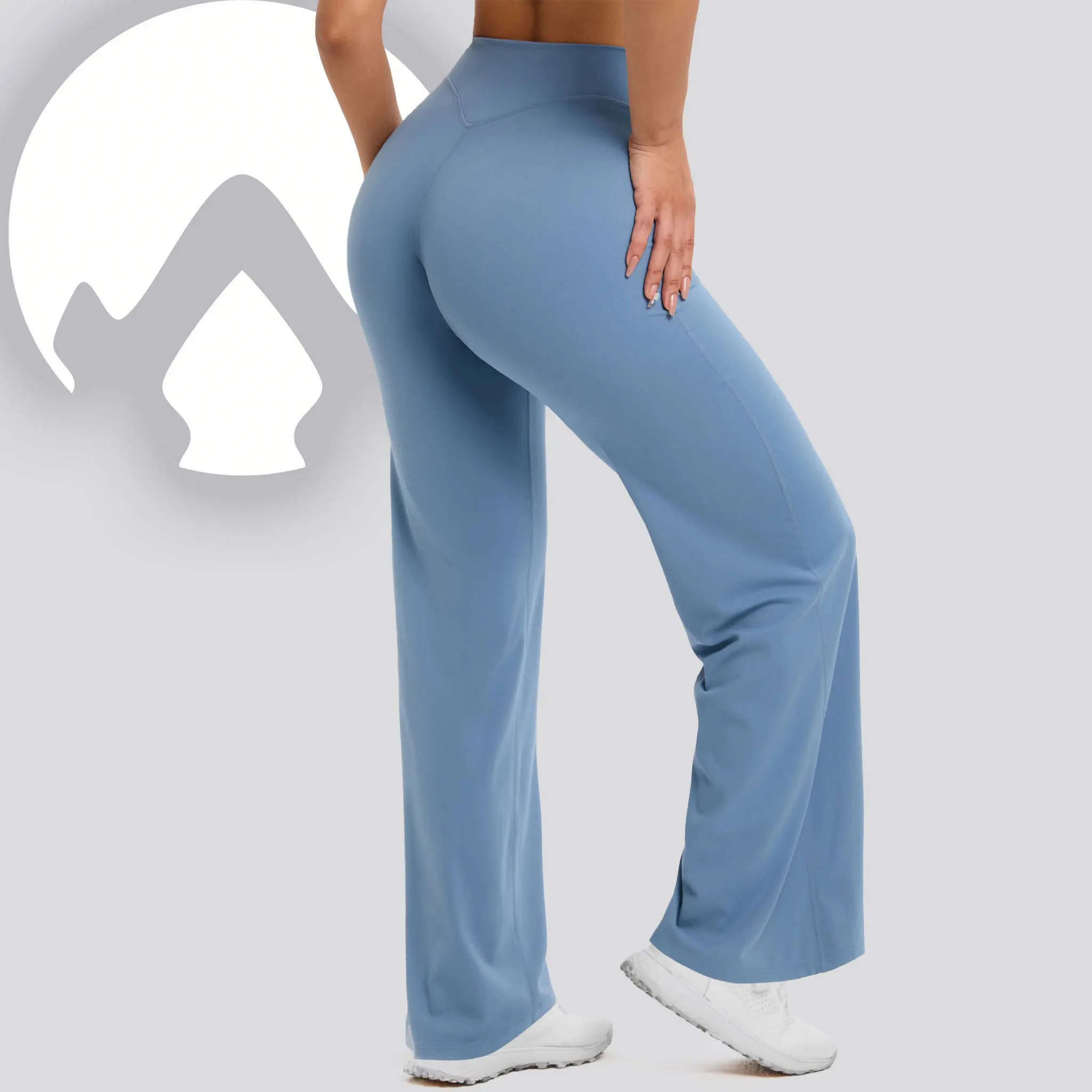Women High Waist Straight Leg Yoga Pants, Breathable No Camel Toe Stretch Trousers for Slim Hip Lifting Casual Workout