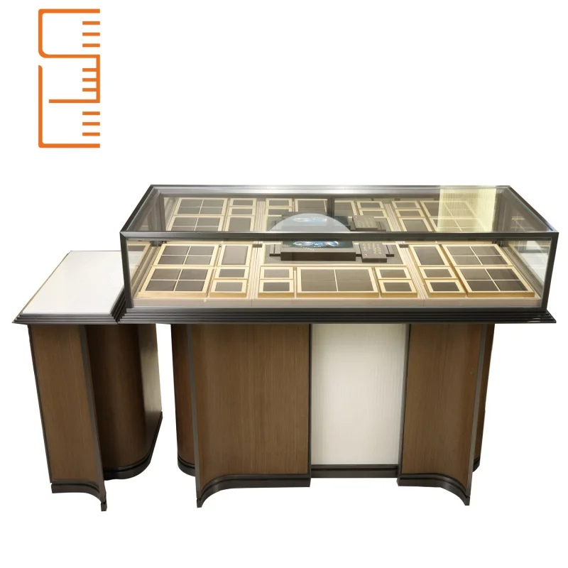 

Custom. jewellery shop furniture vitrine stainless steel marble glass luxury jewelry showcase display cabinet