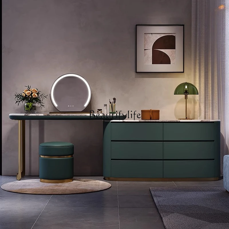 

Light luxury dresser high-end custom marble solid wood chest integrated
