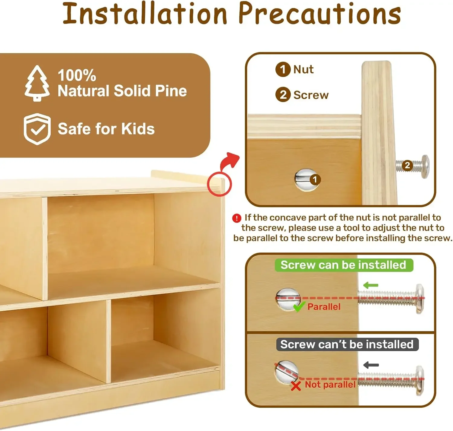 para niños, gabinete de almacenamiento de madera con 5 compartimentos, estantería para niños y estantería Montessori, estantería para libros para habitación de niños, sala de juegos,