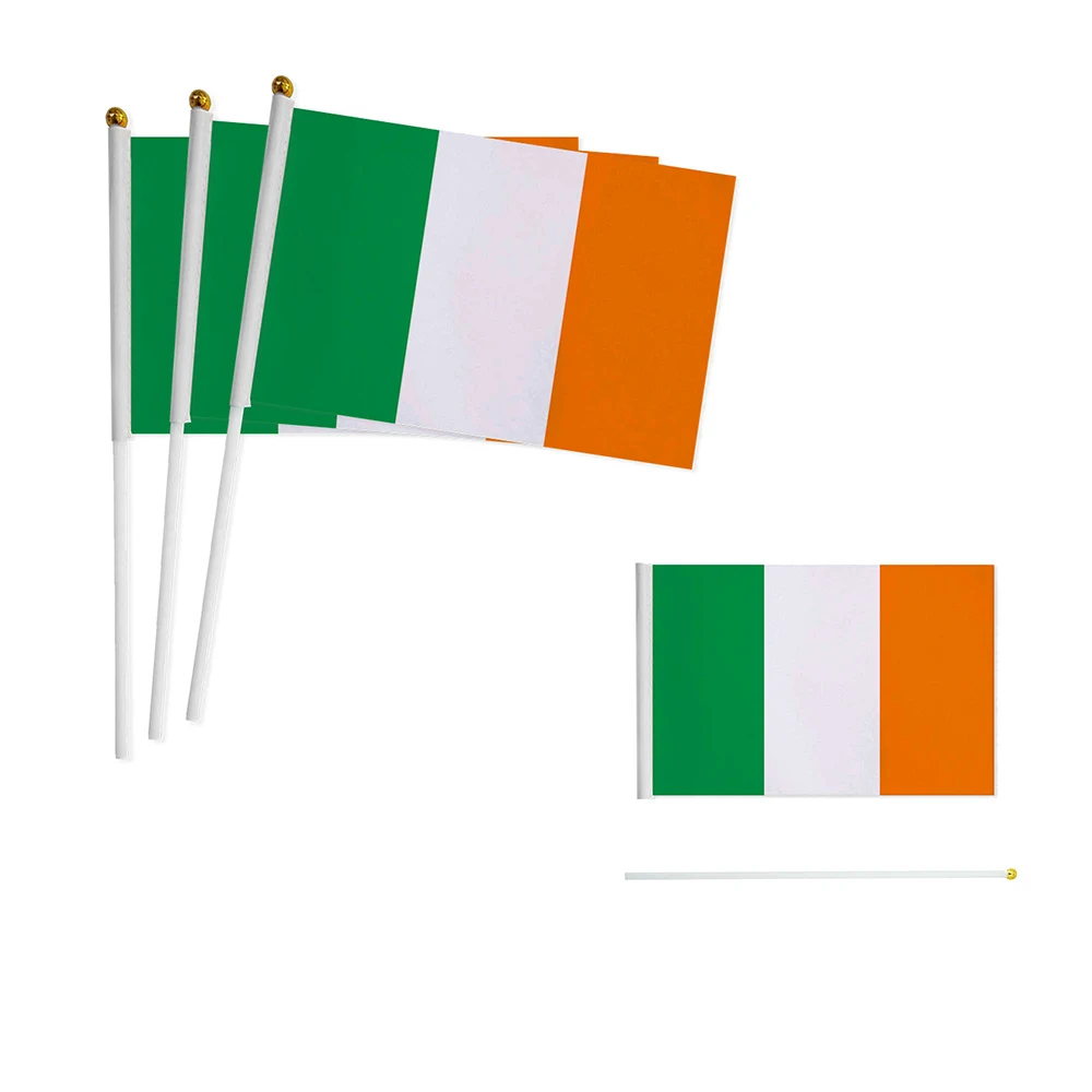 Z-ONE FLAG   Ireland Hand Flag 14*21cm Irish National Hand Held Waving Small Flag World European Countries Decor