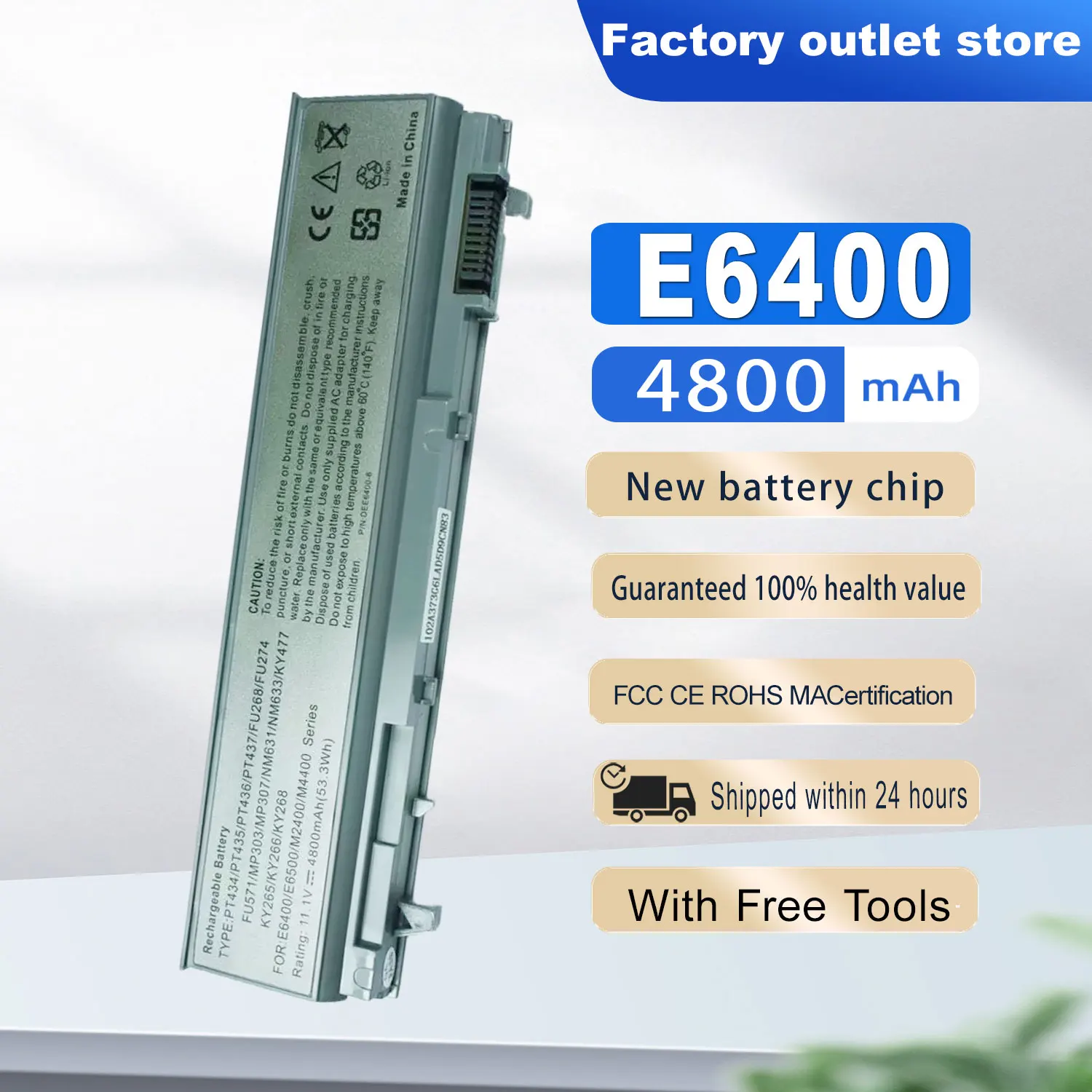 DXT New Laptop Battery E6400 For Dell Latitude E6400 E6410 E6500 E6510 Precision M2400 M4400 M4500 M6500 KY477 4M529 4N369 FU268