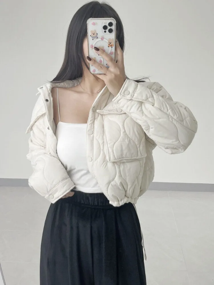 

ort Women's Jaet Korean Sle Soft Wind Diamond Pattern Cotton ket Design Workwear Jaet Cotton Coat for Spring Autum...