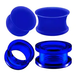 1 Pair Blue Silicone Double Flared Saddle Piercing Jewelry Stretcher Ear Plugs Earring Lobe Acrylic External Flesh Tunnel 3-20mm