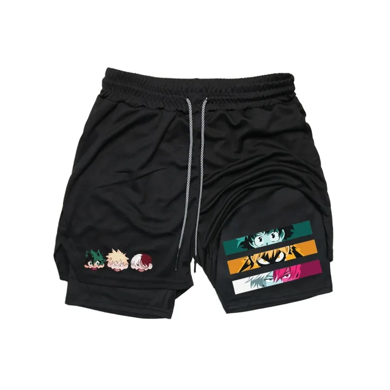 

Men's Summer Quick-Dry Double-Layer Athletic Shorts Shadow Deku Breathable Stretchy Moisture-Wicking Running Fitness Gear Shorts