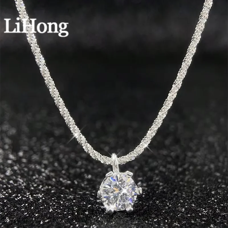 Moissanit 925 Halsketten für Frauen Einzigartiges Design Funkelnde Blumenkohl-Kette mit Diamant-Anhänger Zierlicher Partyschmuck Geschenk – Detail 6