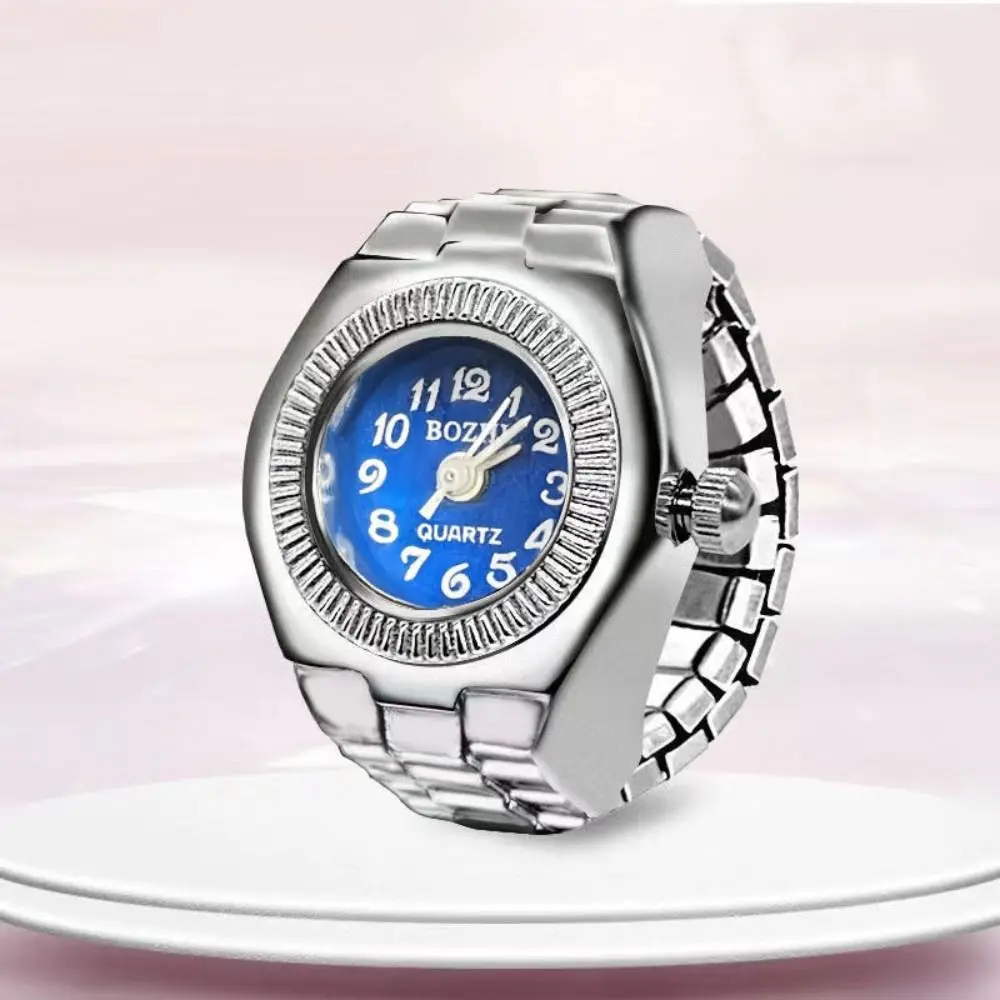 Punk Mini Finger Watch Rings Alloy Elastic Strap Watches Couple Rings Creative Roman Quartz Watch Rings view 5