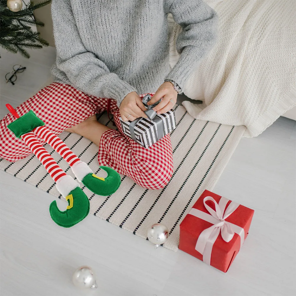 

2 Pcs Christmas Decorations Elf Body for Tree Stuffed Legs Car Wreath Stuck Topper Hanging