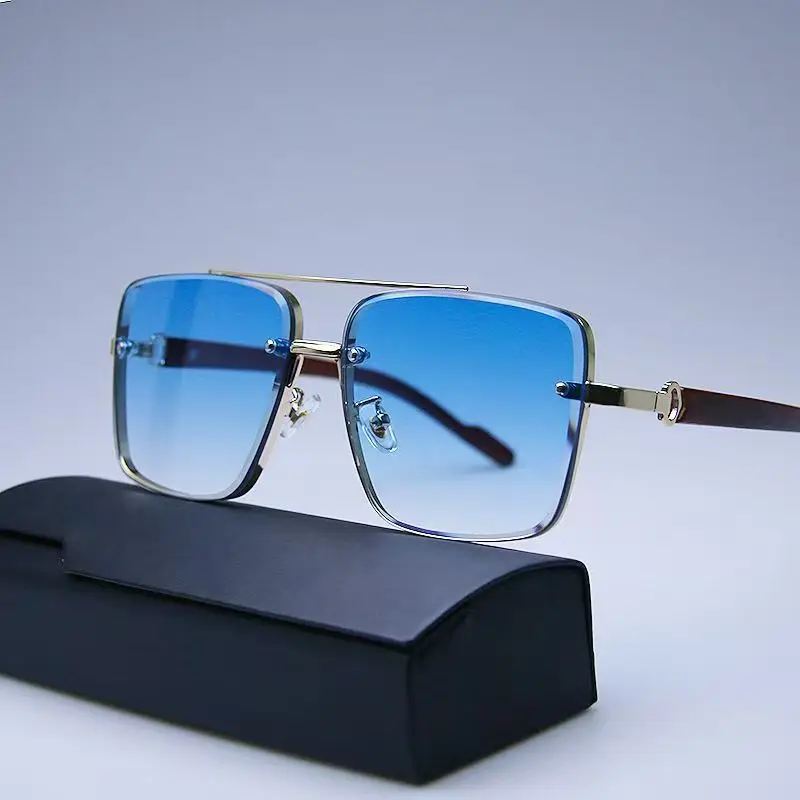 Lunettes de soleil rétro carrées en métal surdimensionnées pour femme, design de marque, pour la conduite, double pont, style pilote, pour homme