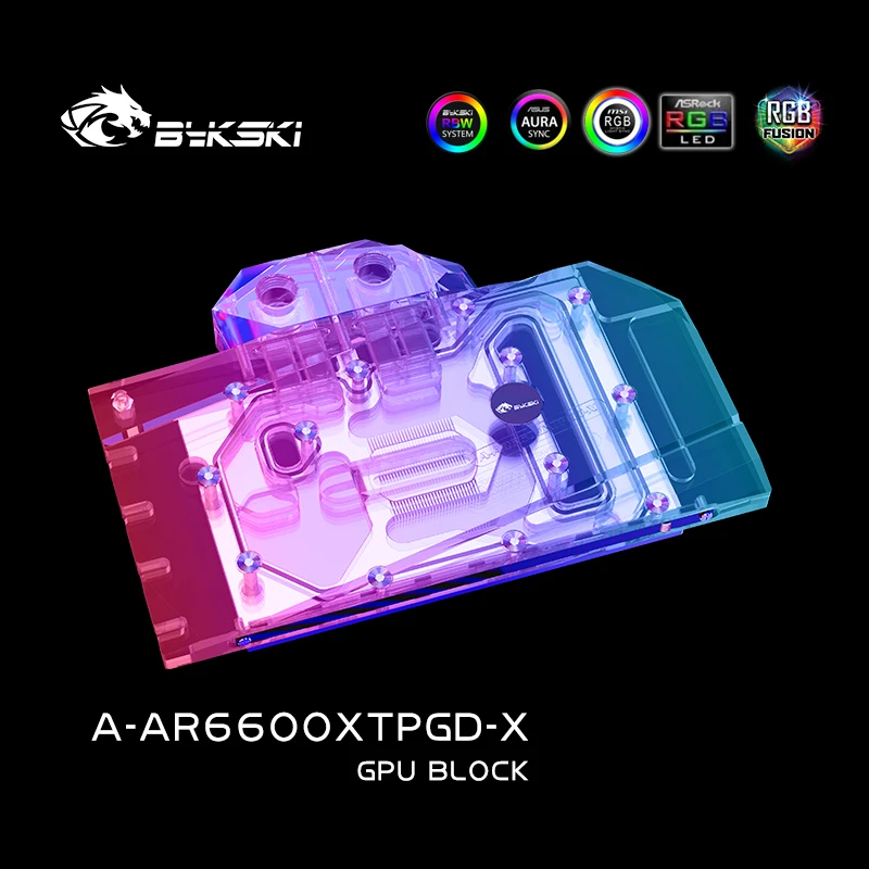 Bykski-Bloque de GPU A-AR6600XTPGD-X para Asrock Radeon RX6600XT, tarjeta de vídeo Phantom Gaming D, radiador de cobre refrigerado por agua