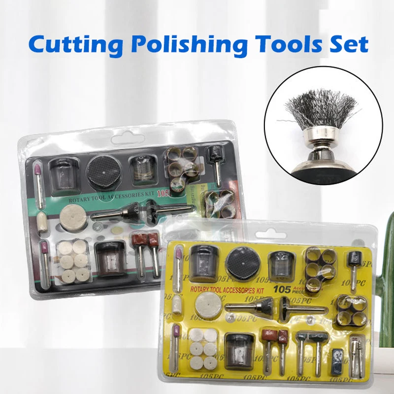 105 PCS Sanding Polishing Cutting Set Sandpaper Sanding Head Cutting Blades Electric Grinding Brush Heads Power Tool Accessories