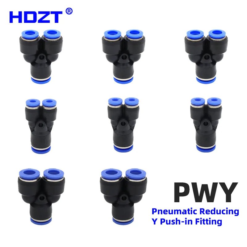 Pneumatic Fittings Plastic Push In PWY Tee Reducing Connector for Air Water Hose Tube Quick Connection Gas Fitting