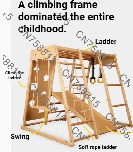 Indoor Swing Combination, Family Amusement Park Slide，Multifunctional Solid Wood Climbing Frame