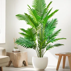 52-125cm 21 Leaf Artificial Areca Plant Iron Leaf Tropical Palm Tree Fake Green Leaves Garden Home Office Decor