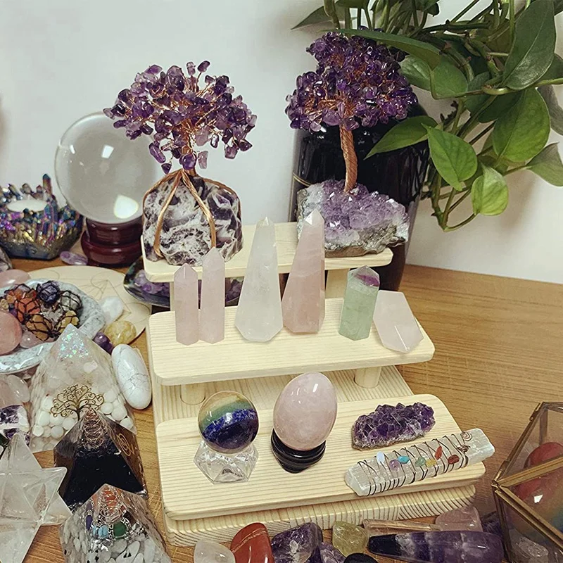 ABWR-Деревянные подставки для дисплея, 3-слойная подставка для очков, подставка для ювелирных изделий, деревянный поднос-органайзер для рабочего стола шкафа