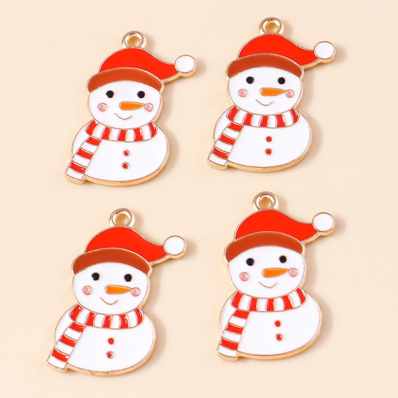 

20pcs 16x26mm Cartoon Enamel Christmas Snowman Charms for Jewelry Making Pendants Necklaces Earrings Accessories DIY Crafts Gift