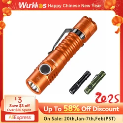 Wurkkos 벅 서킷 하이킹 18650 손전등, 최대 출력 1200 LM USB C 충전식 EDC 토치, 아버지날 선물, FC11C 니치아 519A