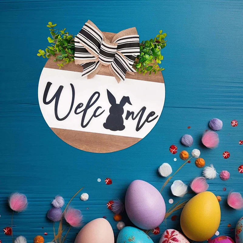 Easter Bunny Door Number Happy Easter Welcome Front Door Decoration Easter Door Hanging Decoration Home Wall Decoration