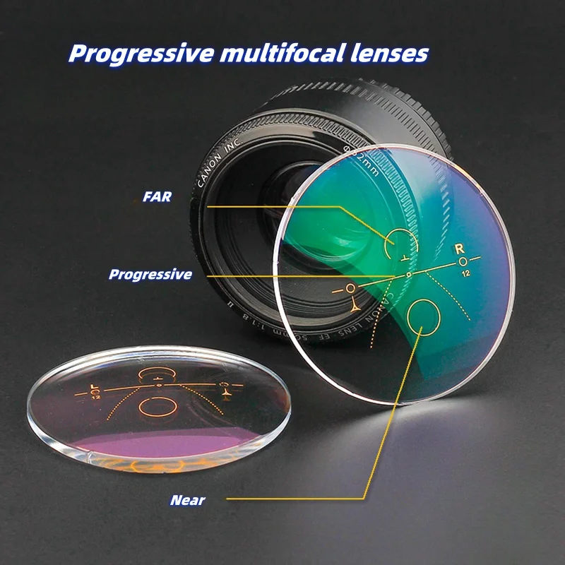 Anti-Blauw Licht Progressieve Multifocale Lenzen 1.56/1.61/1.67/1.71/1.74 Aangroeiwerende Slijtvaste Optische Lenzen Op Sterkte