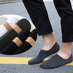 5/10pairs Summer Invisible Socks for Men Ankle Short No Show Low Cotton Black White Non-slip Silicone Thin Sock Breathable