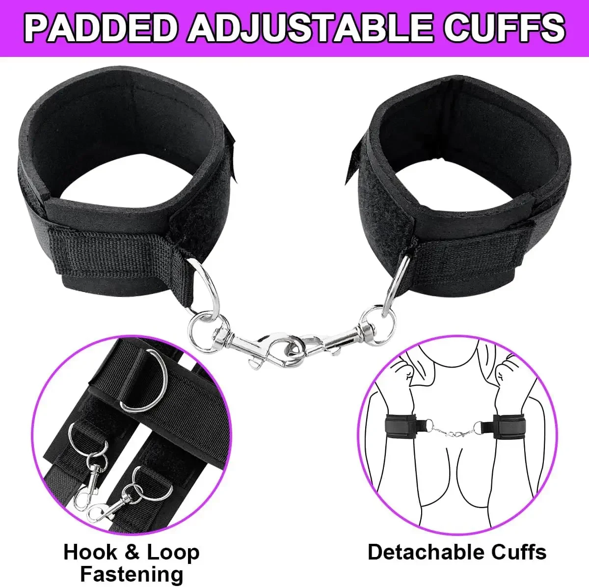 Restrain Bondage Set Padded Thigh Wrist Cuffs Sex Toy for Women Adjustable Handcuffs Straps Sexy Straps Tie Set Bondage SM Games