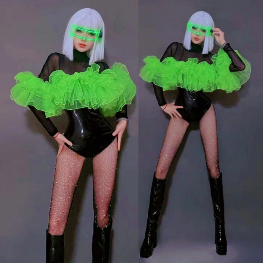 New Stage Costumes Women Nightclub Black Jumpsuit GOGO Dance Bodysuit DJ Leading Dance Rave Clothes Drag Queen Singer Stage Wear