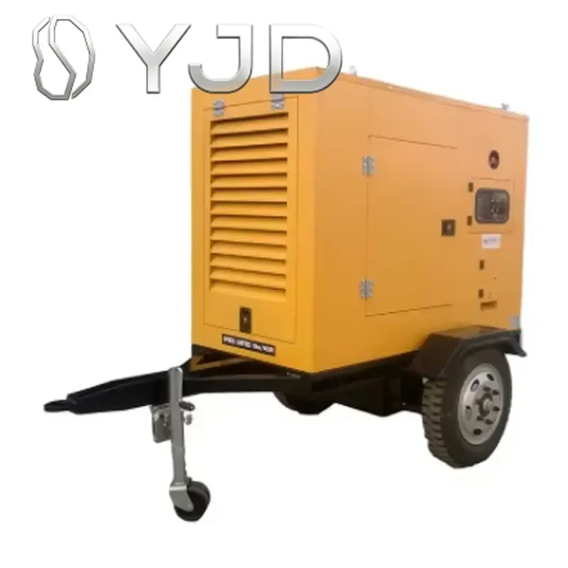 YJD 30KW Portable Generator Set Power Silent Mobile Diesel Generators with Water Cooling System Trailer Type 50Hz Frequency