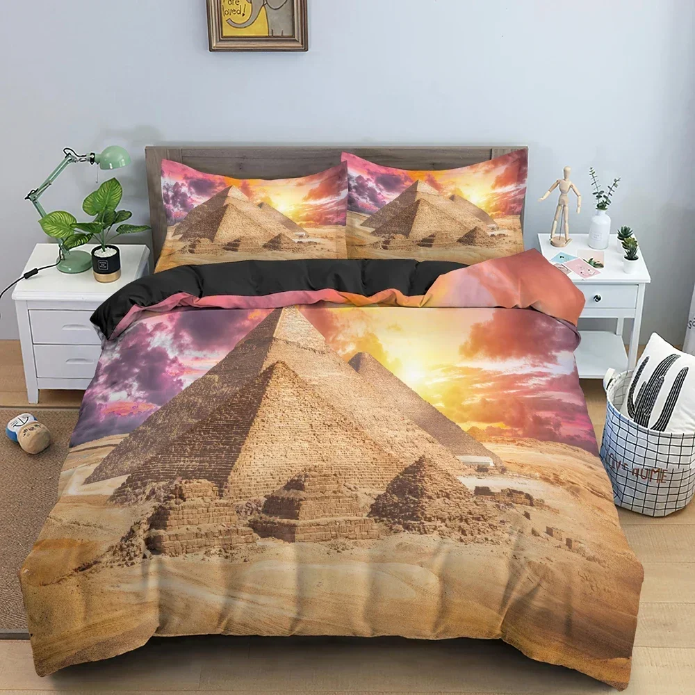2026 Pyramid Duvet Cover Ancient Egyptian Bedding Set Classical Architecture Comforter Covers Twin King ​Size Quilt Cover Bedclo