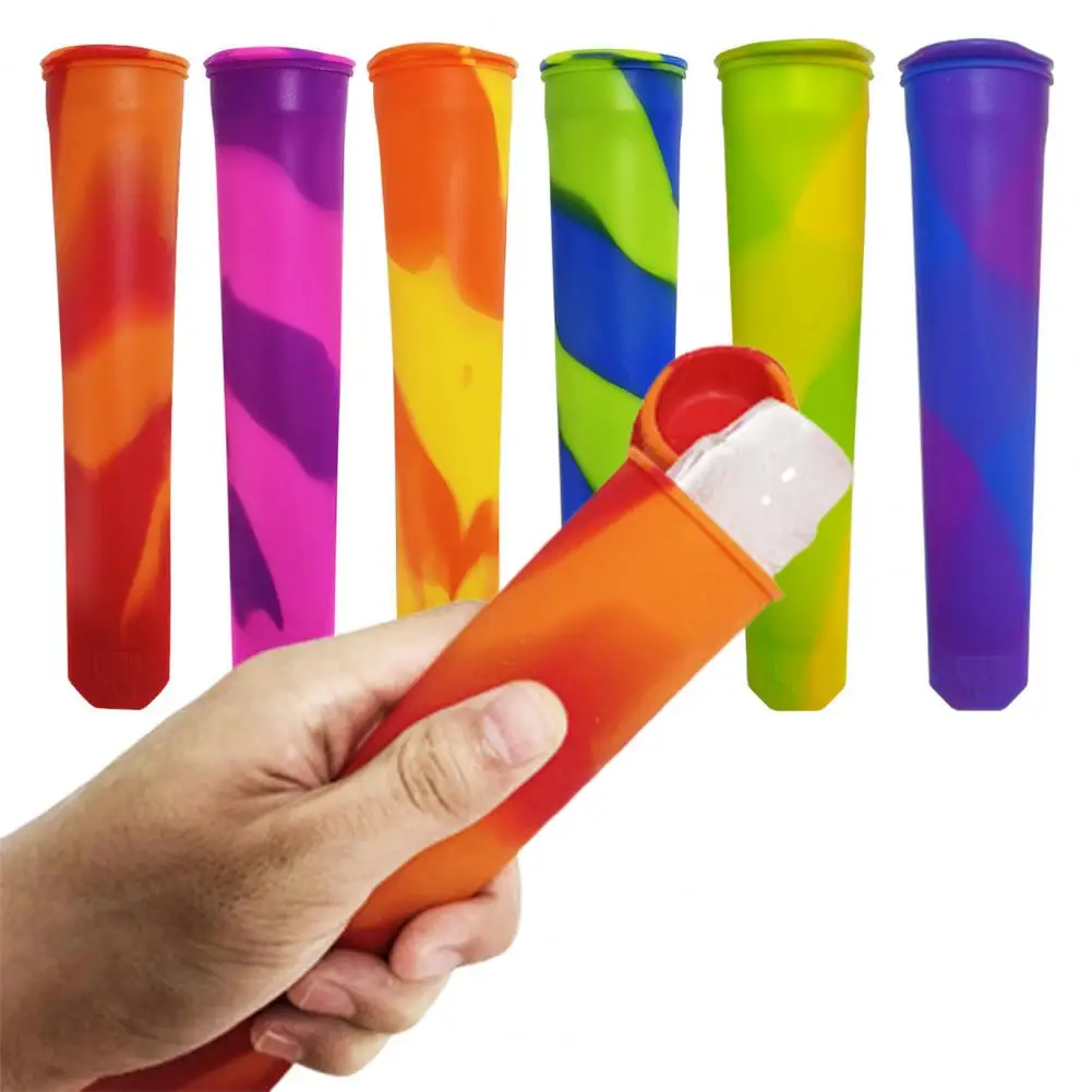 1/6pcs Colorful Ice Cream Mold Kid-friendly Popsicle Molds Reusable Silicone Popsicle Molds with Leak-proof Covers Party Supply