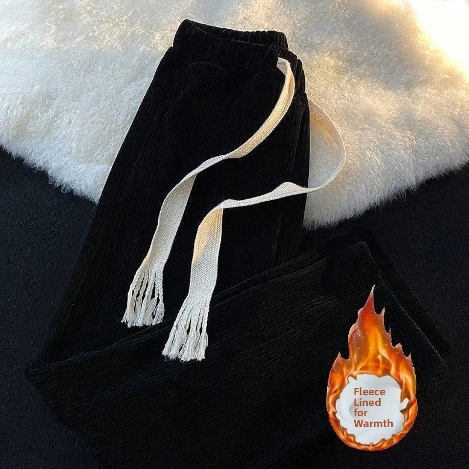 

Corduroy Pants Men's Trendy Brand Haome Autumn Winter Sweatpants Hong Kong Sle Loose Straight Leg Long Pants Drape Casua...