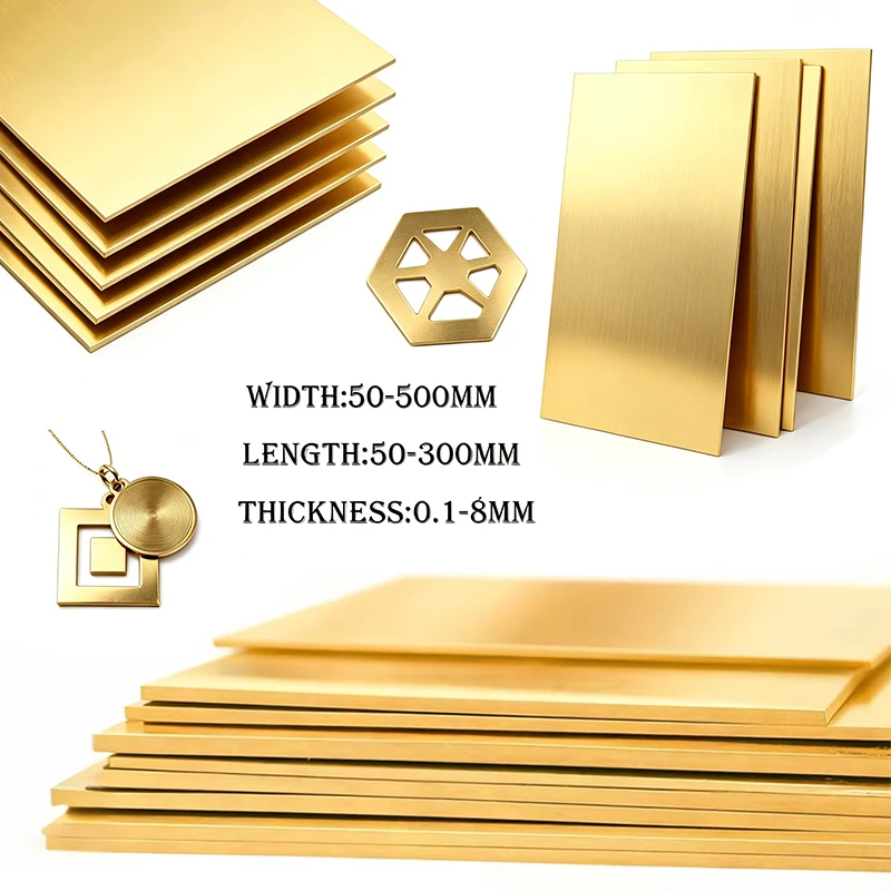 Brass Sheet Brass Plate Cutting CNC Frame Model Mould DIY Contruction Brass Pad Thickness 0.1/0.2/0.3/0.5/0.6/0.8/1/1.5/2-8mm