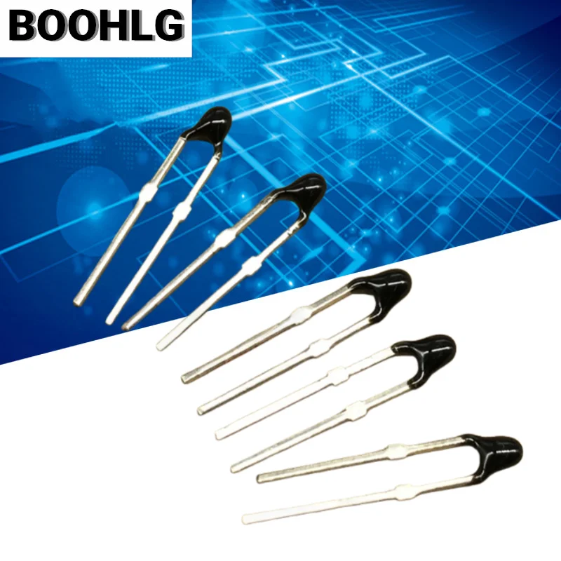 10 Buah Termistor NTC-503F400FC NTC 50K Nilai B 4000K Kepala Hitam Kaki Datar 503