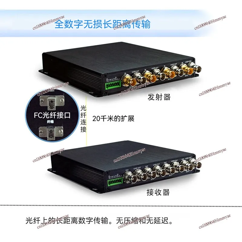 4-Channel HD/3GSDI Optical Transceiver Bidirectional Audio with Loop Output SDI Fiber Extender, Single Mode 20km