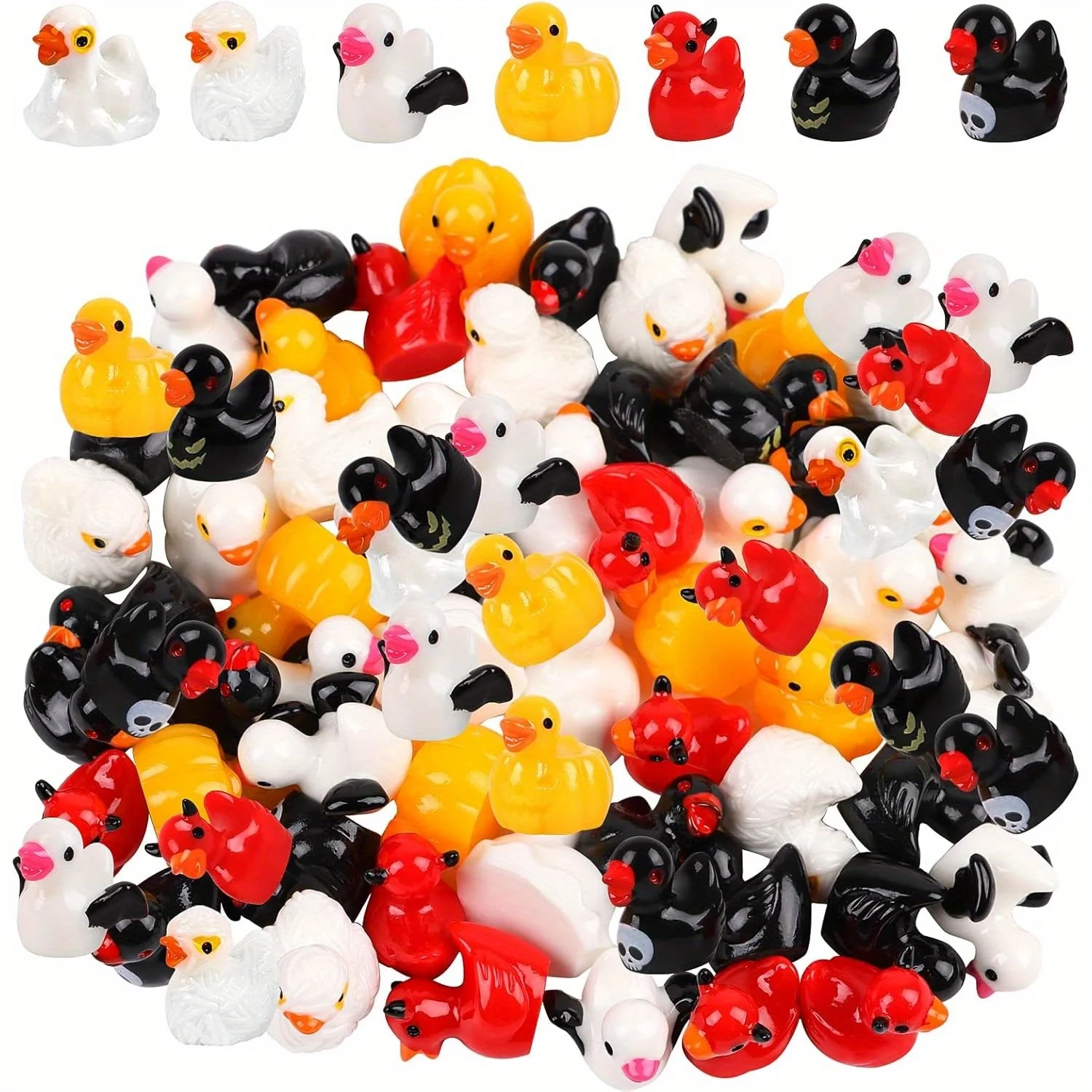 Halloween Skull Mini Resin Duck Figurines Mixed Tiny Ducks Fairy Garden Micro Landscape DIY Craft Aquarium Decoration