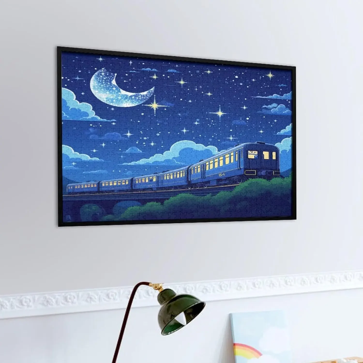 The Train Under The Starry Sky 300/500/1000 Pcs Wooden Puzzle for Gameroom Bedroom Livingroom Decor Christmas Holiday Gift