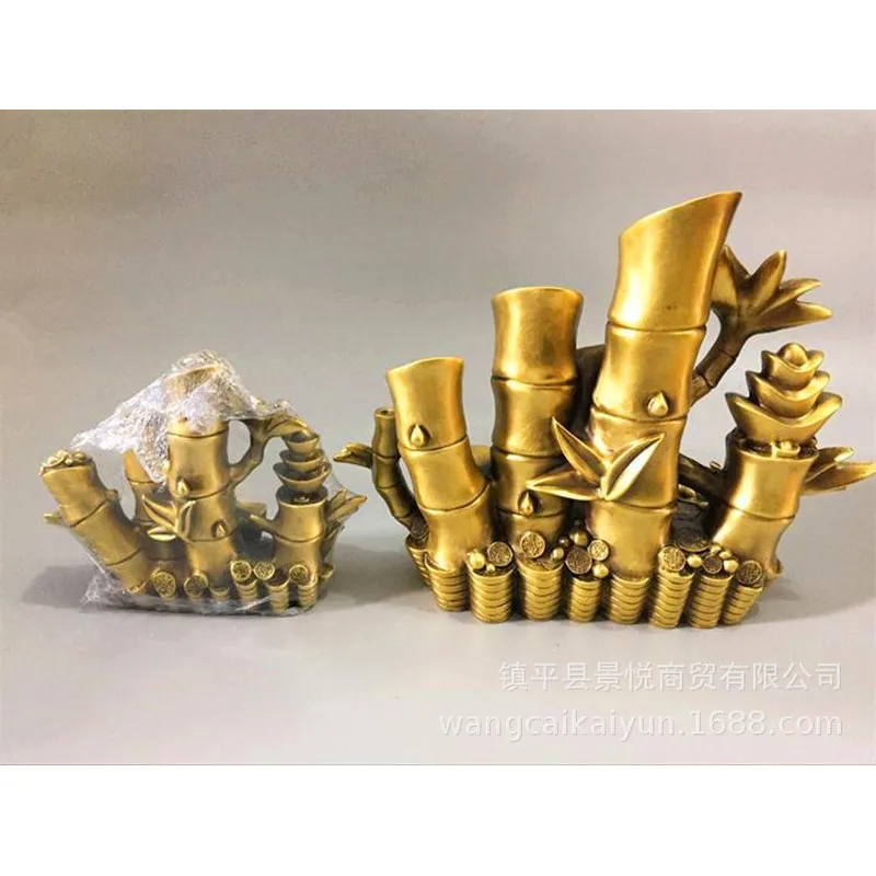 Copper bamboo joint ornaments, brass bamboo joint and bamboo shoot ornaments, copper bamboo, copper golden toad, and ingot-shape