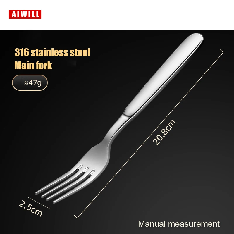 AIWILL 316 Stainless steel Fork western adult household fruit long handle pasta salad dessert Quality Kitchen tools