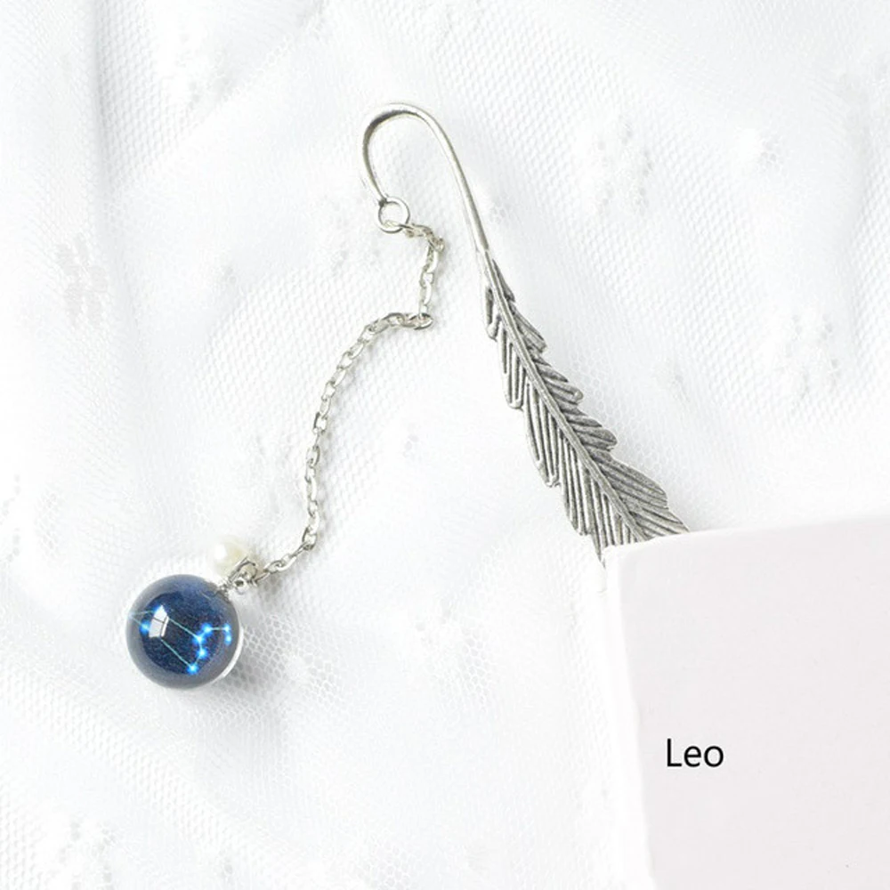 

Supply Teacher Gift Luminous Creative Metal Book mark Reading 12 Constellation Bookmark Pendant Noctilucent Bookmark Bookmark