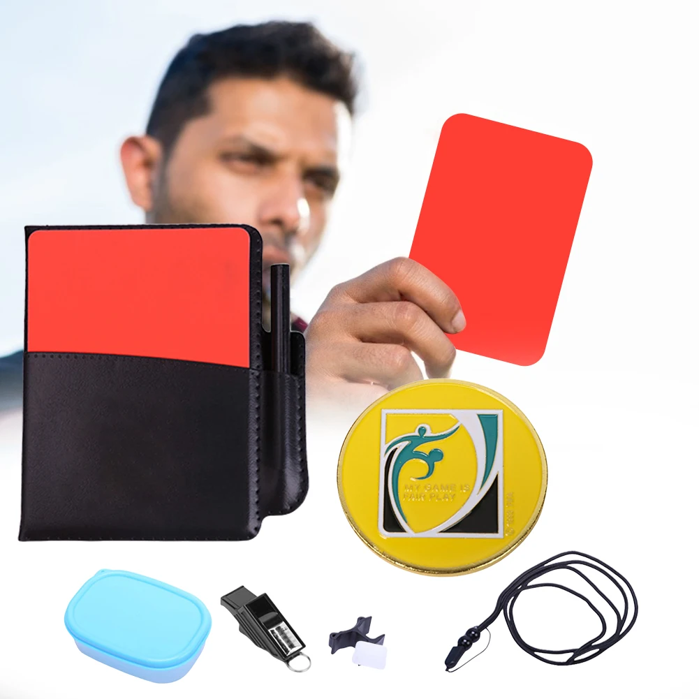 Kit di carte per arbitro di calcio Giochi di carte per arbitro di calcio con carte di avvertimento per fischietto per notebook per arbitro per giochi sportivi di calcio